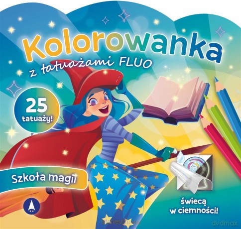 Kolorowanka z tatuażami fluo Szkoła magii [KSIĄŻKA]