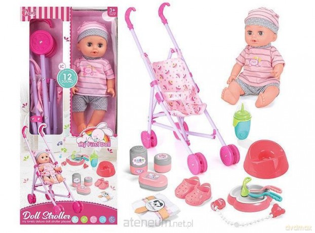 Lalka Bobas 36cm z wózkiem i akcesoriami