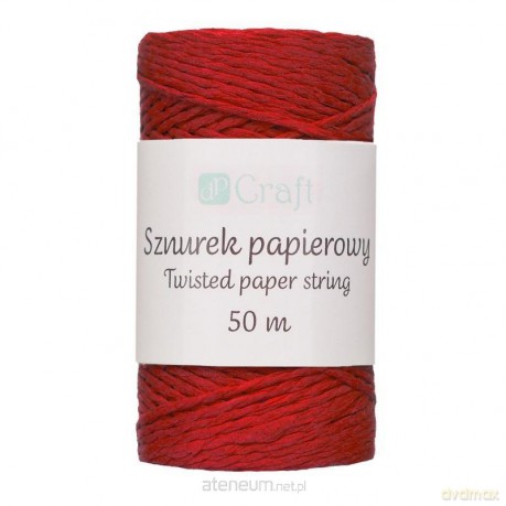 Sznurek papierowy skręcany 50m czerwony