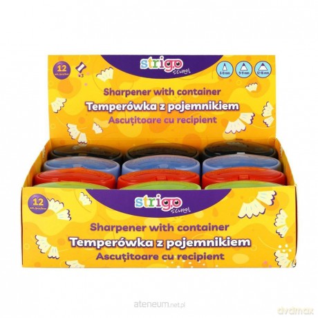 Temperówka na trzy grubości z pojemnikiem (12szt)