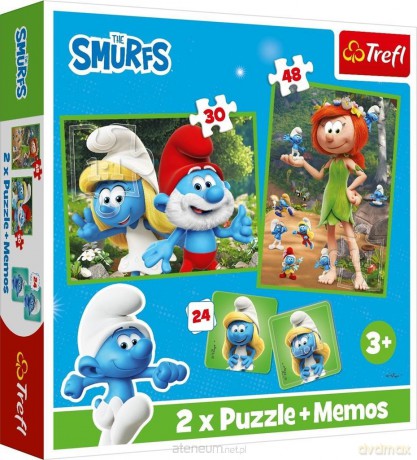 TREFL 2w1 + memos Wesołe zabawy Smerfów [PUZZLE]