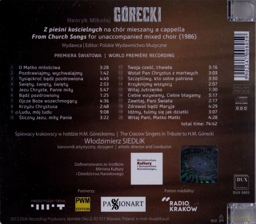 Henryk Górecki: Z Pieśni Kościelnych [CD]