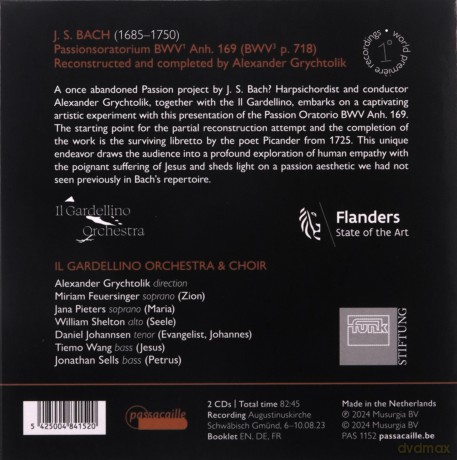 Johann Sebastian Bach: Passionsoratorium BWV Anh.169 (rekonstruiert und vervollstndigt von Alexander Grychtolik) [CD]