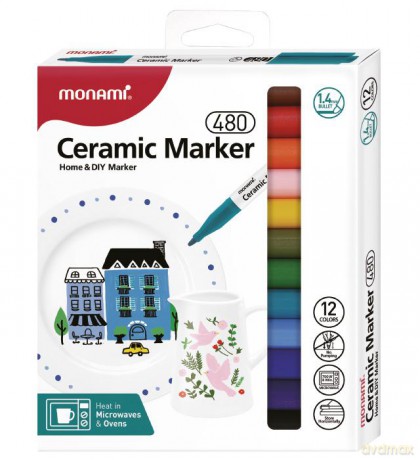 Markery do ceramiki MonAmi B480 12 kolorów