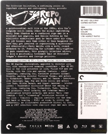 Repo Man (Komornicy) (The Criterion Collection) [Blu-Ray 4K]+[Blu-Ray]
