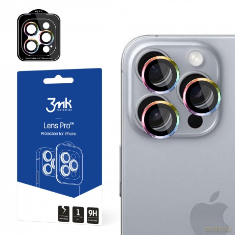 Ochrona na obiektyw aparatu do Apple iPhone 16 Pro /16 Pro Max- 3mk Lens Protection Pro Rainbow