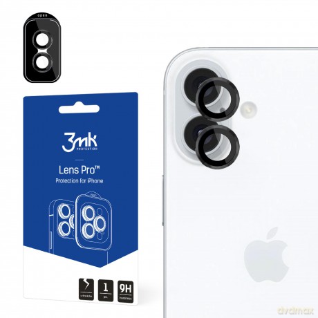 Ochrona na obiektyw aparatu do Apple iPhone 16/16 Plus - 3mk Lens Protection Pro Black