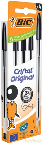 Długopis Cristal Original BIC czarny pouch 4 szt.