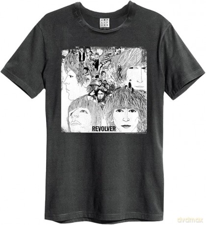 The Beatles: Beatles Revolver Amplified Vintage Charcoal Large T Shirt