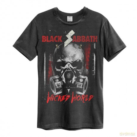 Black Sabbath: Black Sabbath Wicked World Amplified Vintage Charcoal Large T Shirt