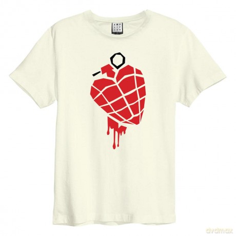 Greenday: Greenday - American Idiot Heart Grenade Amplified Vintage White Large T Shirt