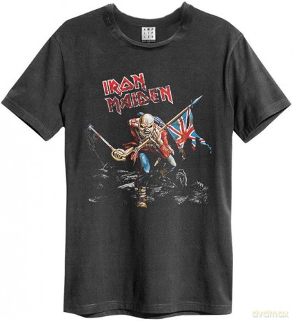 Iron Maiden: Iron Maiden 80 Tour Amplified Vintage Charcoal Large T Shirt