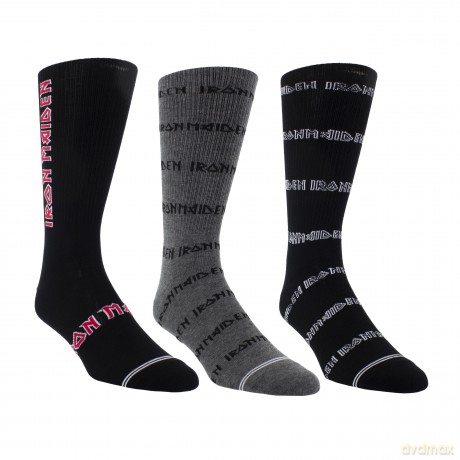 Iron Maiden: Iron Maiden Assorted Crew Socks 3 Pack (One Size)