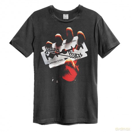 Judas Priest: Judas Priest - British Steel Amplified Vintage Charcoal Large T Shirt