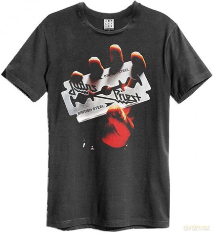 Judas Priest: Judas Priest - British Steel Amplified Vintage Charcoal Large T Shirt