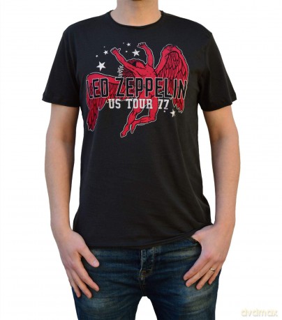 Led Zeppelin: Led Zeppelin - Us Tour 77 (Icarus) Amplified Vintage Charcoal Small T-Shirt