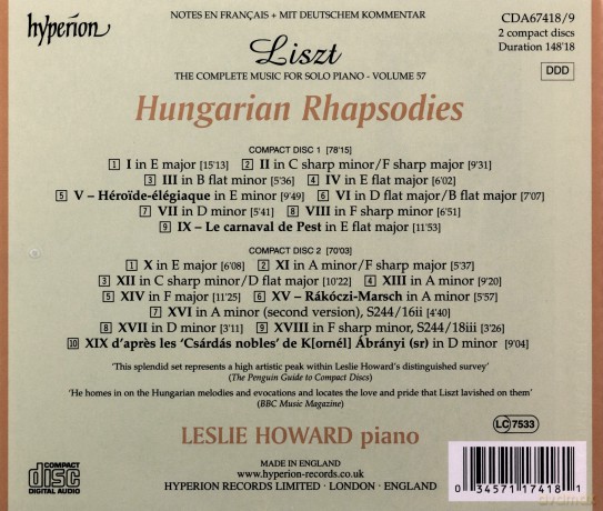 Leslie Howard: Lisztthe Complete Music For Solo Piano [2CD]