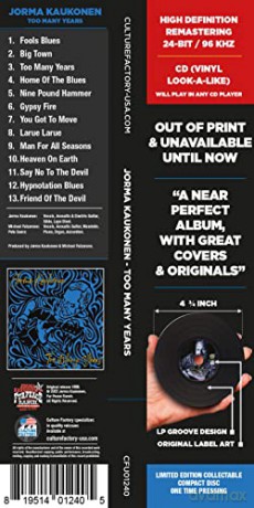Jorma Kaukonen: Too Many Years... [CD]