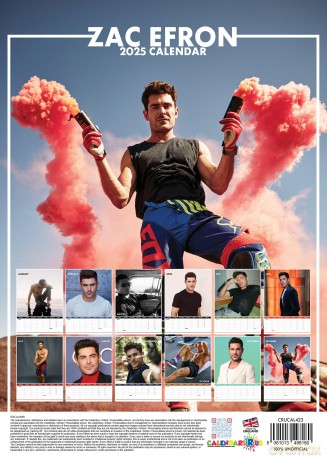Zac Efron: Zac Efron 2025 Calendar [KALENDARZ]