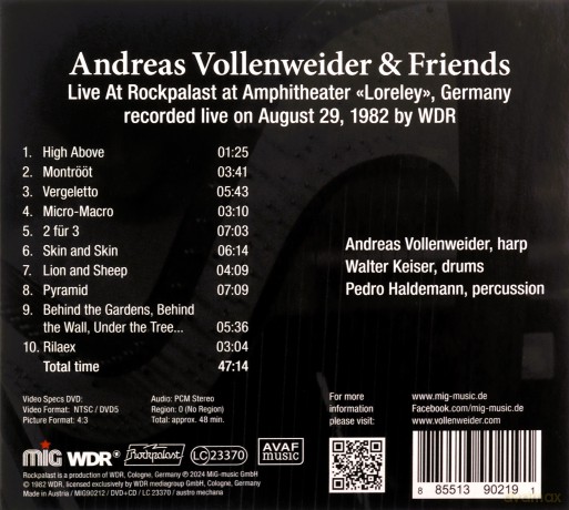 Andreas Vollenweider: Live At Rockpalast 1982 (digipack) [CD]+[DVD]