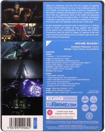 Arcane: League of Legends - Season 1 (steelbook) [2xBlu-Ray 4K]+[2xBlu-Ray]