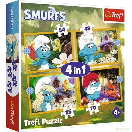 TREFL 4w1 Życie w Wiosce Smerfów 34664 [PUZZLE]