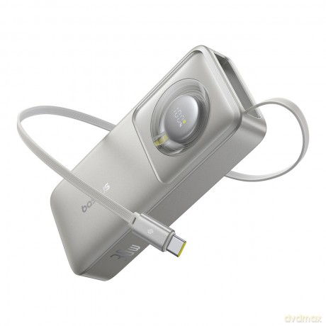 Powerbank Baseus Free2Pull 10000mAh 30W z portem USB-C i rozwijanym kablem USB-C - szary