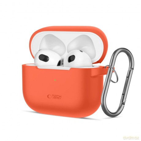 Etui Tech-Protect Silicone Hook na Apple AirPods 3 - pomarańczowe