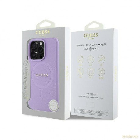 Etui Guess Saffiano MagSafe na iPhone 16 Pro Max - fioletowe