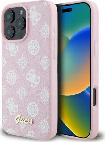 Etui Guess Peony Script MagSafe na iPhone 16 Pro Max - różowe