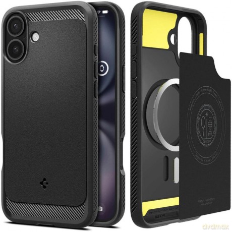 Etui Spigen Rugged Armor MagSafe do iPhone 16 - czarne