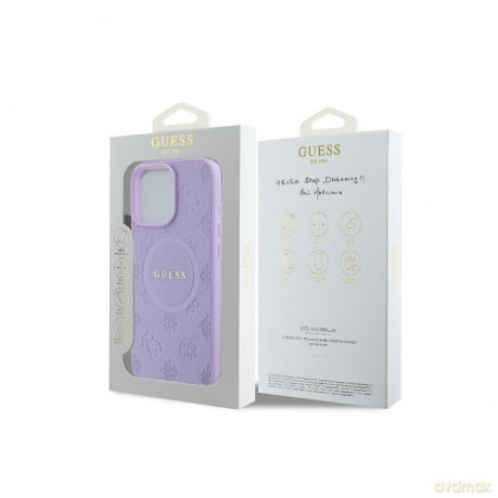 Etui Guess Saffiano Peony Classic Logo MagSafe na iPhone 16 Pro Max - fioletowe