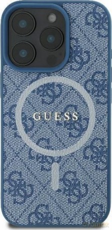 Etui Guess 4G Ring Classic Logo MagSafe na iPhone 16 Pro - niebieskie