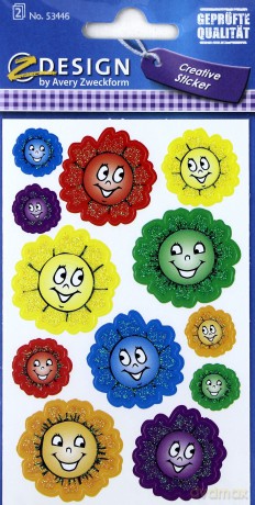 Naklejki - buźki/kwiaty (błyszczący papier) ZABAWKA
