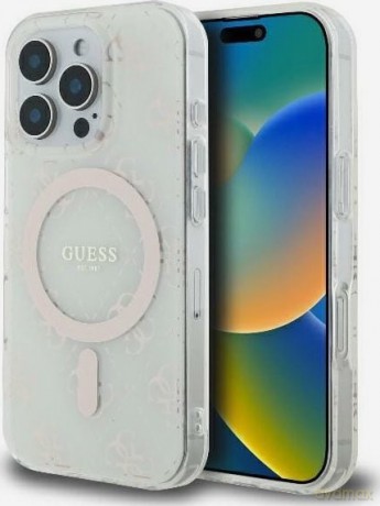 Etui Guess IML 4G Background MagSafe na iPhone 16 Pro - białe