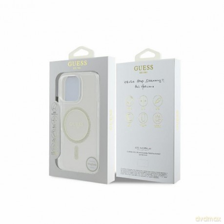 Guess GUHMP16LHFGERET iPhone 16 Pro 6.3" przeźroczysty/transparent hardcase IML Glitter Circle MagSafe