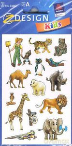 Naklejki na błyszczącym papierze - zoo ZABAWKA
