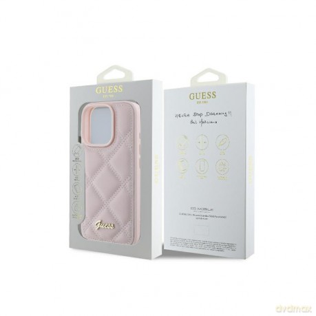 Etui Guess Quilted Metal Logo na iPhone 16 Pro - różowe