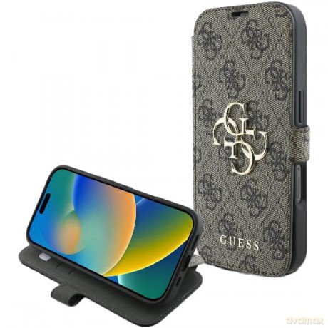 Etui Guess 4G Metal Logo na iPhone 16 Pro Max - brązowe
