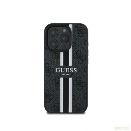 Etui Guess 4G Printed Stripes MagSafe na iPhone 16 Pro - czarne