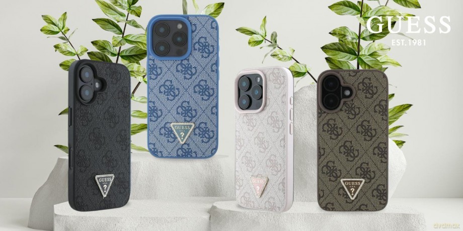 Etui Guess Leather 4G Triangle Strass MagSafe na iPhone 16 Pro - różowe