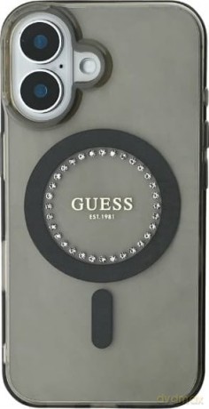 Etui Guess IML Rhinestones MagSafe na iPhone 16 Pro - czarne