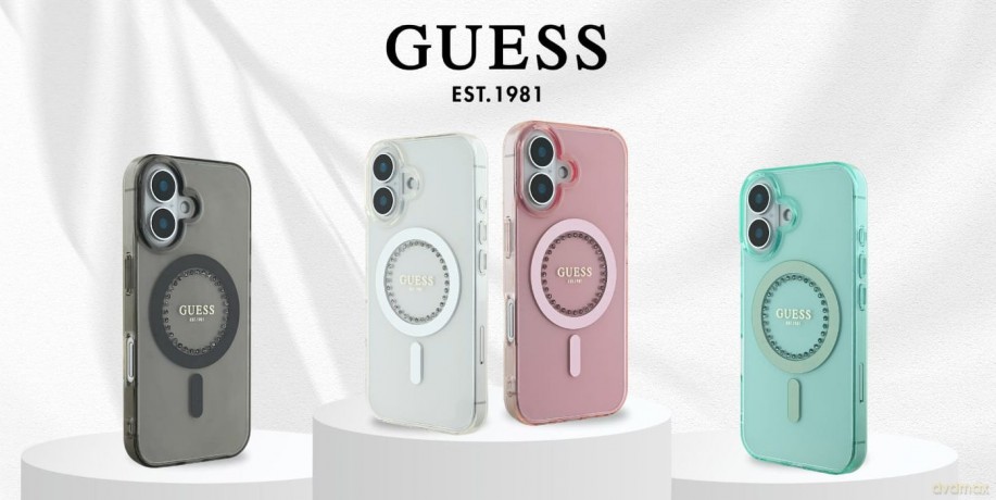 Etui Guess IML Rhinestones MagSafe na iPhone 16 Pro Max - czarne