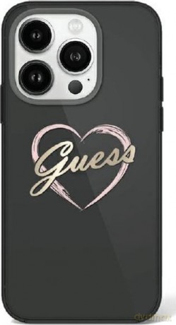 Etui Guess IML Heart na iPhone 16 Pro - czarne