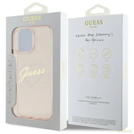 Etui Guess IML Heart na iPhone 16 Pro - różowe