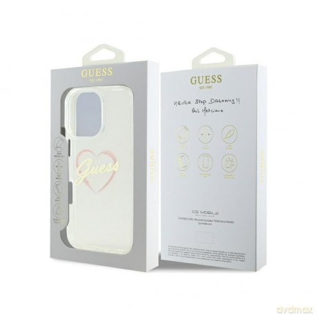 Etui Guess IML Heart na iPhone 16 Pro - przezroczyste