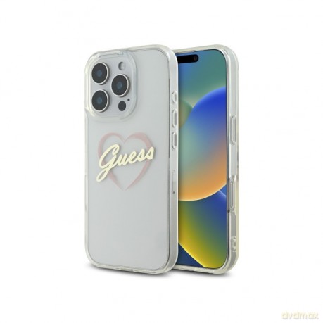 Etui Guess IML Heart na iPhone 16 Pro - przezroczyste