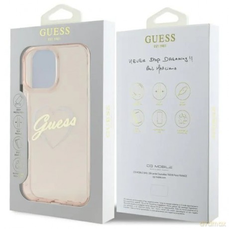 Etui Guess IML Heart na iPhone 16 Pro Max - różowe