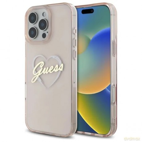 Etui Guess IML Heart na iPhone 16 Pro Max - różowe