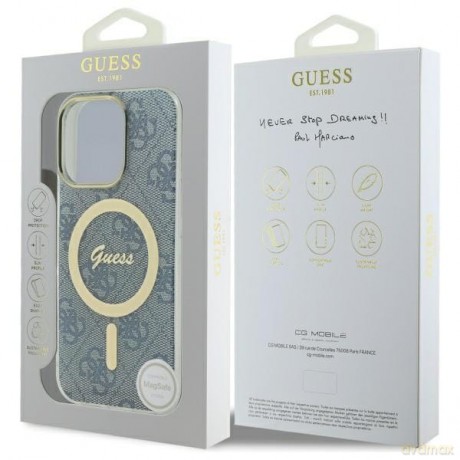 Etui Guess IML 4G MagSafe na iPhone 16 Pro - niebieskie